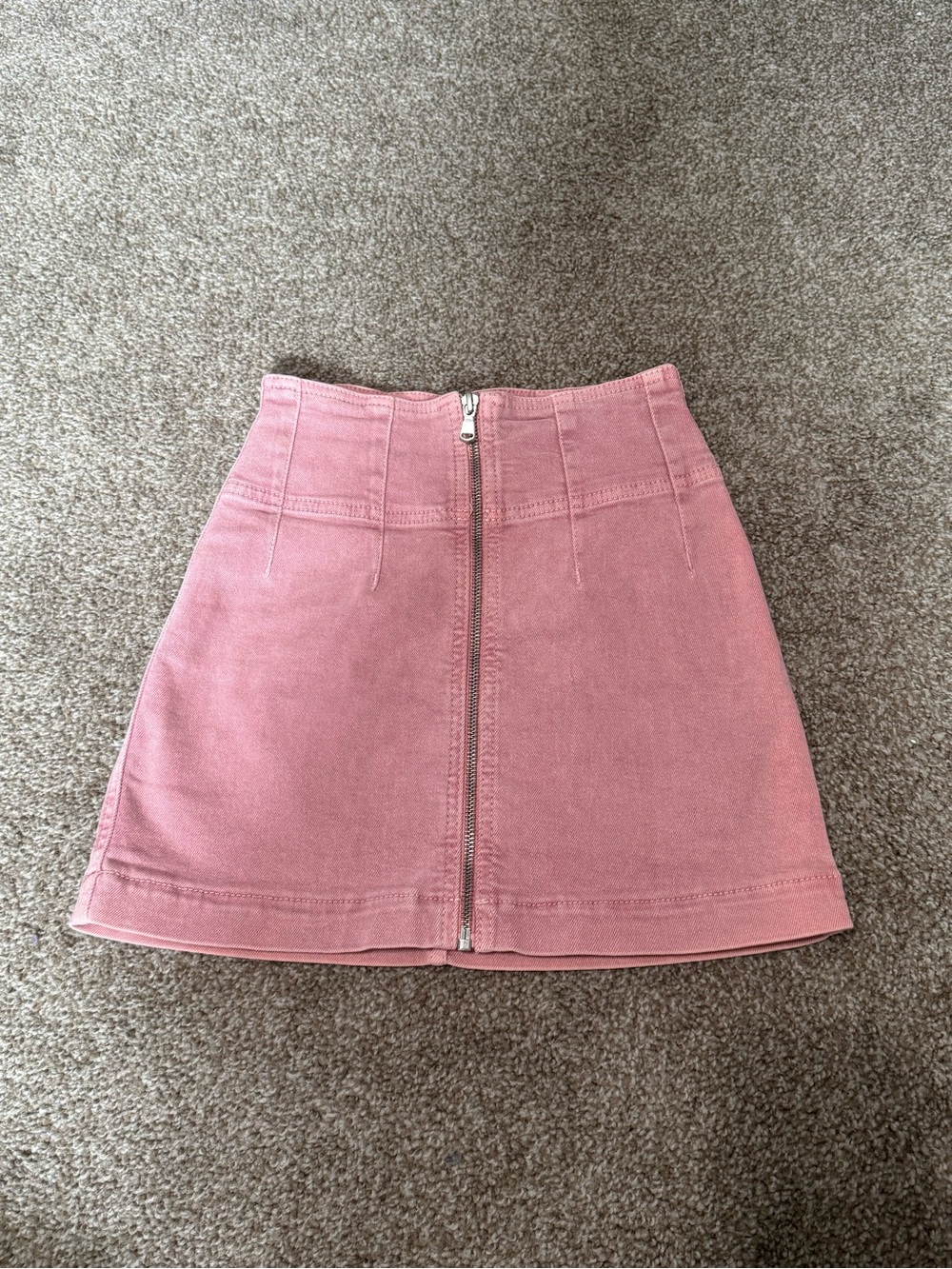 Pink Front-Zip A-Line Skirt - Picture 1 of 6